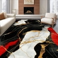 thumbnail image 1 of ODIKA 4'x6' Machine Washable Non-Slip Area Rug, Contemporary Irregular Marble Swirl with Bold Contrast Streaks High Traffic Rug, Black, 125513, 1 of 7