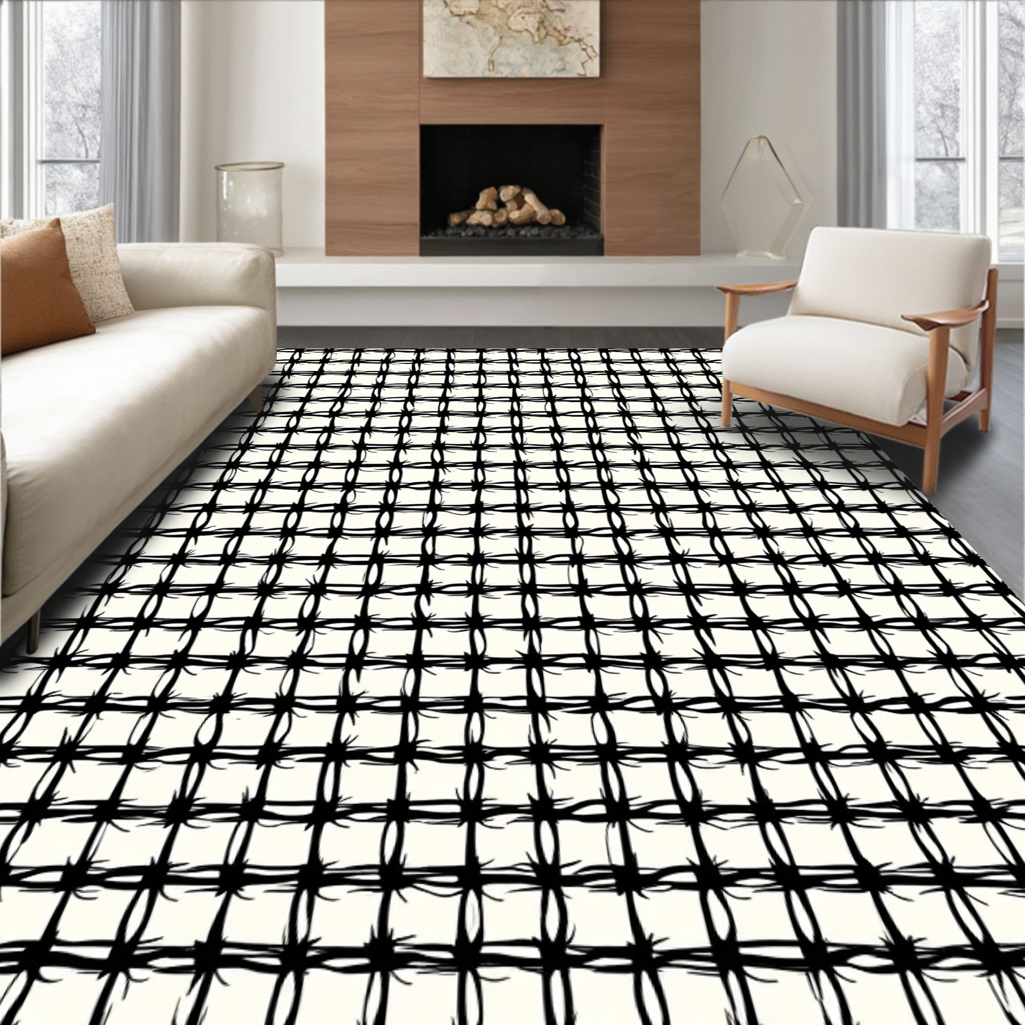 Flatwoven High Traffic Area Rug, Contemporary Linear Design with ...