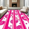 thumbnail image 1 of ODIKA 4'x6' Machine Washable Non-Slip Area Rug, Contemporary Lipstick Stripe with Delicate Spot Overlays and Curved High Traffic Rug, Pink, 330231, 1 of 5