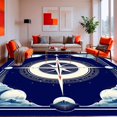 thumbnail image 1 of ODIKA 3'x5' Machine Washable Non-Slip Area Rug, Contemporary Nautical Compass Geometric Medallion Artistic Statement High Traffic Rug, Blue, 135565, 1 of 7