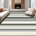 thumbnail image 1 of Flatwoven High Traffic Area Rug, Contemporary Parallel Pinstripe Layers with Artistic Brushstroke Effect, Non Slip, Stain Resistant, Washable Area Rugs for Living Room, Bedroom(Black, 6X9), 1 of 8
