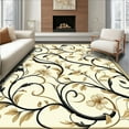 thumbnail image 1 of Flatwoven High Traffic Area Rug, Contemporary Scrollwork with Stylized Botanical Vine Accents, Non Slip, Stain Resistant, Washable Area Rugs for Living Room, Bedroom(Beige, 5X7), 1 of 8