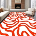 thumbnail image 1 of ODIKA 4'x6' Machine Washable Non-Slip Area Rug, Contemporary Wave Mosaic with Fluid Interlocking Shapes High Traffic Rug, Red, 393770, 1 of 7