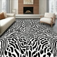 thumbnail image 1 of ODIKA 3'x5' Machine Washable Non-Slip Area Rug, Contemporary Zebra Motif Featuring Dynamic Stripe Arrangement High Traffic Rug, Black, 290226, 1 of 7