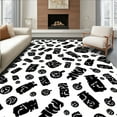 thumbnail image 1 of ODIKA 8'x8' Machine Washable Non-Slip Area Rug, Contrasting Blotched Faux Hide Print Interior Accent High Traffic Rug, Black, 298545, 1 of 7