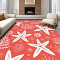 thumbnail image 1 of ODIKA 8' Machine Washable Non-Slip Area Rug, Coral Starfish Abstract High Traffic Rug, Red, 326624, 1 of 7
