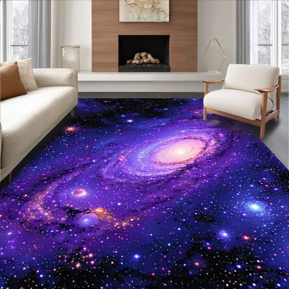 Flatwoven High Traffic Area Rug, Cosmic Vibrant Celestial, Non Slip, Stain Resistant, Washable Area Rugs for Living Room, Bedroom(Purple, 2X3)
