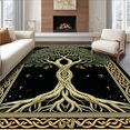 thumbnail image 1 of Flatwoven High Traffic Area Rug, Cultural Irish Heritage, Non Slip, Stain Resistant, Washable Area Rugs for Living Room, Bedroom(Black, 5X7), 1 of 8