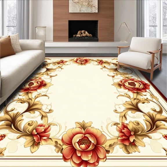 Flatwoven High Traffic Area Rug, Customizable Monogram Rug Elegant Initial Area Decor, Non Slip, Stain Resistant, Washable Area Rugs for Living Room, Bedroom(Beige, 2X3)