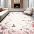 thumbnail image 1 of Flatwoven High Traffic Area Rug, Cute Bath with Rose Petals, Non Slip, Stain Resistant, Washable Area Rugs for Living Room, Bedroom(Ivory, 4X6), 1 of 8