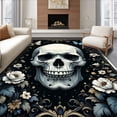 thumbnail image 1 of ODIKA 6'x9' Machine Washable Non-Slip Area Rug, Dark Botanical Print Elegance High Traffic Rug, White, 26464, 1 of 7
