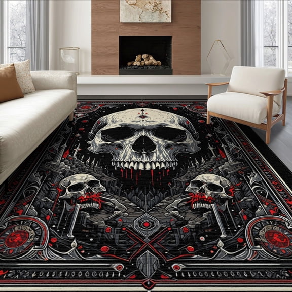 ODIKA 6'x9' Dark Occult Inspired Washable Area Rug Easy Care, Non-Shedding, for Queen Size Bedroom Under Bed Master Suite