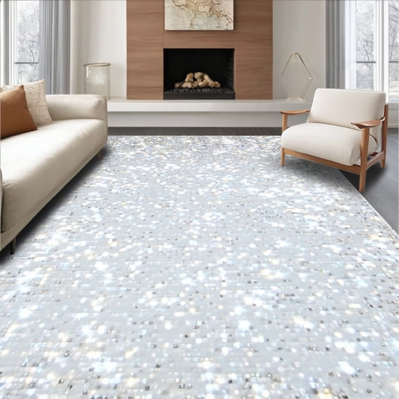 ODIKA 2'x3' Machine Washable Non-Slip Area Rug, Dazzling Sequin Aisle for Ceremony High Traffic Rug, Silver, 95787