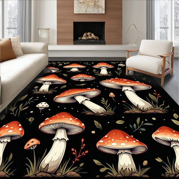 ODIKA 4'x6' Machine Washable Non-Slip Area Rug, Decorative Room High Traffic Rug, Red, 2053