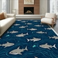 thumbnail image 1 of ODIKA 3'x5' Machine Washable Non-Slip Area Rug, Deep Sea Predator Nautical With Realistic High Traffic Rug, Blue, 315120, 1 of 7