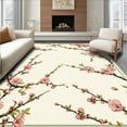 thumbnail image 1 of Flatwoven High Traffic Area Rug, Delicate Blossom Motif with Vintage Botanical Accents, Non Slip, Stain Resistant, Washable Area Rugs for Living Room, Bedroom(Peach, 4X6), 1 of 8