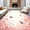 thumbnail image 1 of ODIKA 6'x9' Machine Washable Non-Slip Area Rug, Delicate Cluster with Subtle Floral Accents and Curves High Traffic Rug, Pink, 279838, 1 of 7