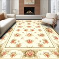 thumbnail image 1 of Flatwoven High Traffic Area Rug, Delicate Cream Petal Motif, Non Slip, Stain Resistant, Washable Area Rugs for Living Room, Bedroom(Beige, 2X3), 1 of 8