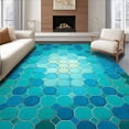 thumbnail image 1 of ODIKA 3'x5' Machine Washable Non-Slip Area Rug, Designer Floor with Striking Mosaic Inspired High Traffic Rug, Blue, 84780, 1 of 7