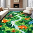 thumbnail image 1 of ODIKA 4'x6' Machine Washable Non-Slip Area Rug, Dino Delight Round Fun Play High Traffic Rug, Green, 85278, 1 of 7