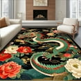 thumbnail image 1 of ODIKA 2'x3' Machine Washable Non-Slip Area Rug, Dragon & Chrysanthemum Asian Motif High Traffic Rug, Red, 222080, 1 of 7