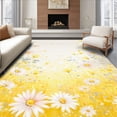thumbnail image 1 of ODIKA 6'x9' Machine Washable Non-Slip Area Rug, Dreamy Garden Print with Layered Daisy Motifs and Subtle Pastel Blends High Traffic Rug, Yellow, 86294, 1 of 7