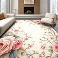 thumbnail image 1 of ODIKA 2'x3' Machine Washable Non-Slip Area Rug, Dreamy Rose Bouquet Design with Layered Petals and Curved Leaf Sprays High Traffic Rug, Pink, 276008, 1 of 7