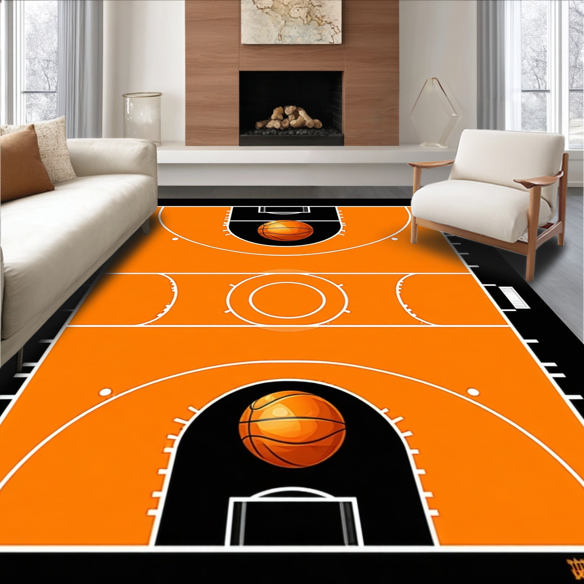 ODIKA 4'x6' Machine Washable Non-Slip Area Rug, Dynamic Basketball ...