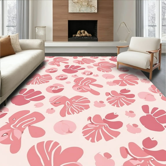 ODIKA 2'x3' Machine Washable Non-Slip Area Rug, Dynamic Cheetah Spot Arrangement with Modern Blush Palette High Traffic Rug, Pink, 308037