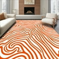 thumbnail image 1 of ODIKA 6'x9' Machine Washable Non-Slip Area Rug, Dynamic Curvilinear Shapes with Orange and Contrast High Traffic Rug, Orange, 393777, 1 of 7