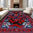 thumbnail image 1 of Flatwoven High Traffic Area Rug, Dynamic Dragon Contrast Artwork, Non Slip, Stain Resistant, Washable Area Rugs for Living Room, Bedroom(Red, 4X6), 1 of 8