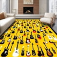 thumbnail image 1 of Flatwoven High Traffic Area Rug, Dynamic Electric Guitar Non Skid Floor, Non Slip, Stain Resistant, Washable Area Rugs for Living Room, Bedroom(Yellow, 4X6), 1 of 8