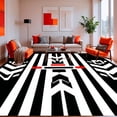 thumbnail image 1 of ODIKA 5'x7' Machine Washable Non-Slip Area Rug, Dynamic Racing with Intersecting Angled Stripes and Arrows High Traffic Rug, Black, 151454, 1 of 7