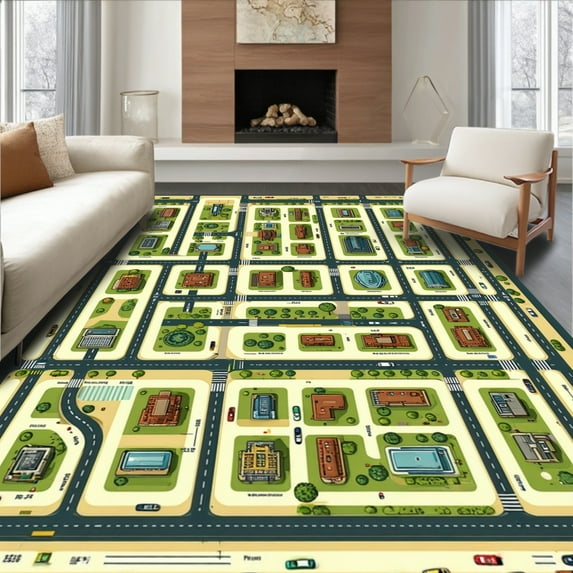 ODIKA 2'x3' Machine Washable Non-Slip Area Rug, Dynamic Residential Motif High Traffic Rug, Brown, 12835