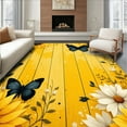 thumbnail image 1 of Flatwoven High Traffic Area Rug, Earthy Tone Butterfly Charm, Non Slip, Stain Resistant, Washable Area Rugs for Living Room, Bedroom(Yellow, 4X6), 1 of 8