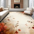 thumbnail image 1 of ODIKA 4'x6' Machine Washable Non-Slip Area Rug, Earthy Tones & Abstract Floral Design High Traffic Rug, Beige, 86079, 1 of 7
