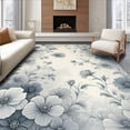 thumbnail image 1 of ODIKA 6'x9' Machine Washable Non-Slip Area Rug, Easy Clean Designer featuring Timeless Grey Zinnia Blooms High Traffic Rug, Gray, 90839, 1 of 7