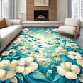 thumbnail image 1 of ODIKA 8'x10' Machine Washable Non-Slip Area Rug, Bloom Floral Burst Patterned High Traffic Rug, Teal, 224931, 1 of 7