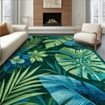thumbnail image 1 of ODIKA 3'x5' Machine Washable Non-Slip Area Rug, Eclectic Tropical Floral Motif High Traffic Rug with Pad, Blue, 5814, 1 of 8
