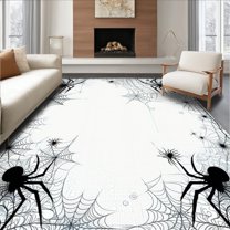 Flatwoven High Traffic Area Rug, Eerie Spider Web Halloween, Non Slip, Stain Resistant, Washable Area Rugs for Living Room, Bedroom(White, 4X6)