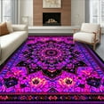 thumbnail image 1 of Flatwoven High Traffic Area Rug, Electric UV Reactive Geometric Style, Non Slip, Stain Resistant, Washable Area Rugs for Living Room, Bedroom(Purple, 5x7), 1 of 8