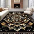 thumbnail image 1 of ODIKA 3'x5' Machine Washable Non-Slip Area Rug, Elegant Abstract Circular Motif High Traffic Rug, Black, 36105, 1 of 7