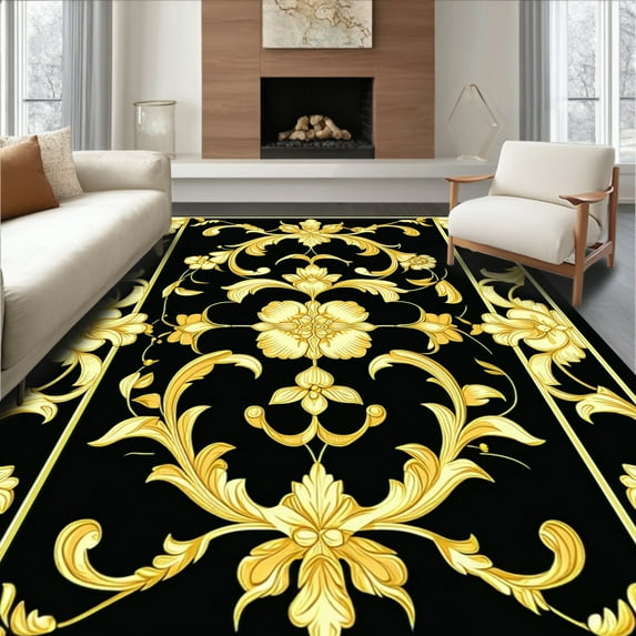 Flatwoven High Traffic Area Rug, Elegant Baroque Inspired Scrollwork ...