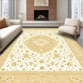 thumbnail image 1 of ODIKA 8'x10' Machine Washable Non-Slip Area Rug, Elegant Beige Medallion Artwork High Traffic Rug, Beige, 22735, 1 of 7
