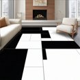 thumbnail image 1 of Flatwoven High Traffic Area Rug, Elegant Black Kitchenware with Modern Geometric Design, Non Slip, Stain Resistant, Washable Area Rugs for Living Room, Bedroom(Black, 4X6), 1 of 8