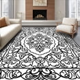 thumbnail image 1 of ODIKA 4'x6' Machine Washable Non-Slip Area Rug, Elegant Black & Damask High Traffic Rug, Black, 297437, 1 of 7