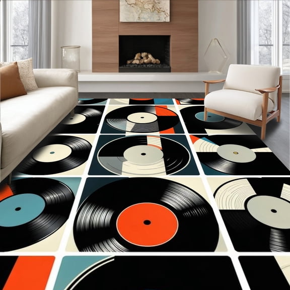 ODIKA 8'x10' Machine Washable Non-Slip Area Rug, Elegant Black and Design High Traffic Rug, Black, 3510