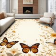 thumbnail image 1 of ODIKA 8'x10' Machine Washable Non-Slip Area Rug, Elegant Botanical Insect Motif with Illustrated Butterflies High Traffic Rug, Beige, 278151, 1 of 7