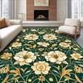 thumbnail image 1 of ODIKA 4'x6' Machine Washable Non-Slip Area Rug, Elegant Botanical with Intricate Green and Gold Design High Traffic Rug, Green, 83315, 1 of 7