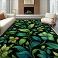 thumbnail image 1 of ODIKA 3'x5' Machine Washable Non-Slip Area Rug, Elegant Botanical with Mixed Leaf Shapes and Floral Details High Traffic Rug, Green, 209731, 1 of 7